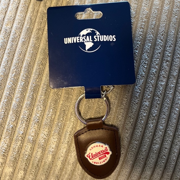 Universal Other - Universal Studios Beijing Logo Keychain Brown Leather New